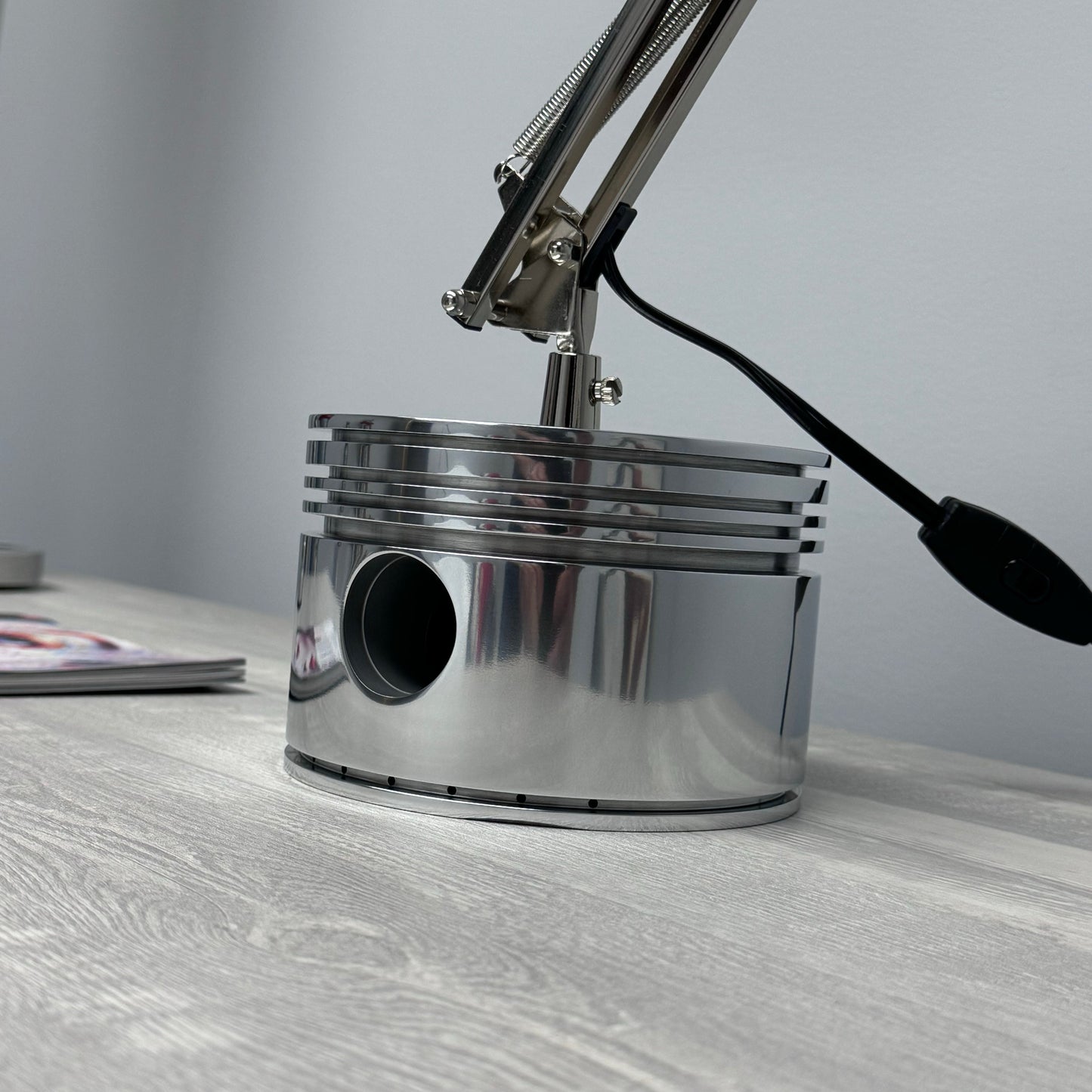 1940's Pratt & Whitney WWII R-2800 Corsair F4U Corsair Airplane Polished Chrome Radial Engine Piston Desk Task Lamp