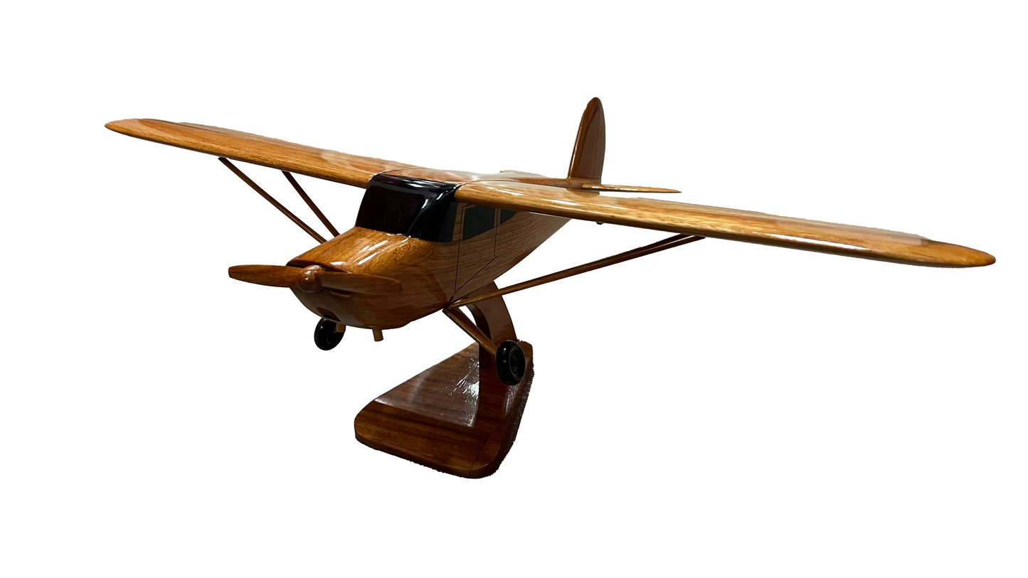Cessna 140 Mahogany Wood Desktop Airplane Model.