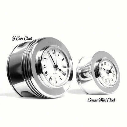J-Cobs WWII Boeing Stearman Warbird Radial Engine Piston Mirror Polished Desk Clock
